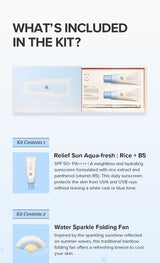 Beauty of Joseon Relief Sun Aqua-fresh Rice+B5 (SPF50+ PA++++) Special Edition Set (50ml+50ml+fan) - Kiyoko Beauty