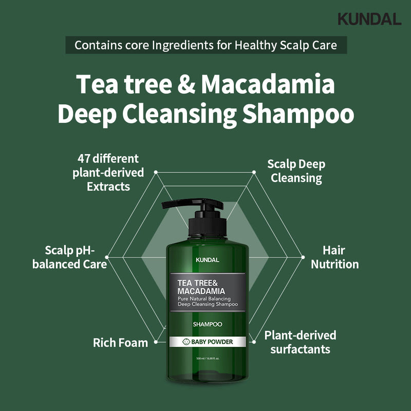 KUNDAL Tea Tree & Macadamia Deep Cleansing Shampoo (500ml) - Kiyoko Beauty