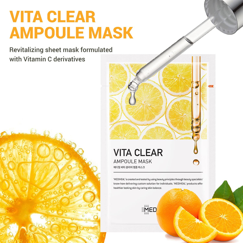 MEDIHEAL Vita Clear Ampoule Mask (10 PCs) - Kiyoko Beauty