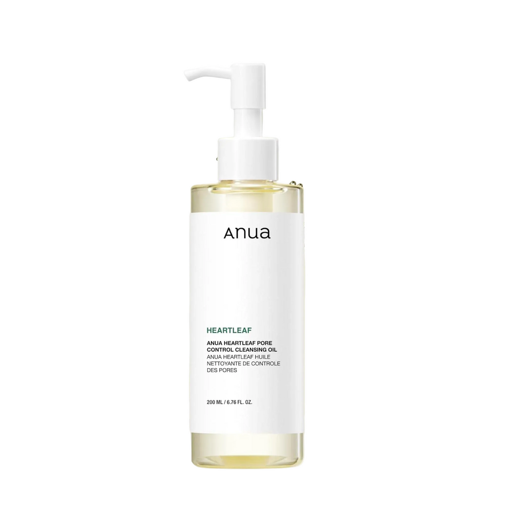 Anua Heartleaf Pore Control Cleansing Oil 200ml in a clear pump bottle