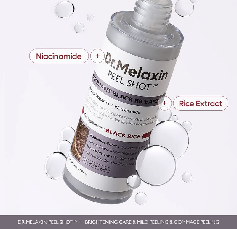Dr.Melaxin Peel Shot Exfoliating Black Rice Ampoule (80ml) - Kiyoko Beauty