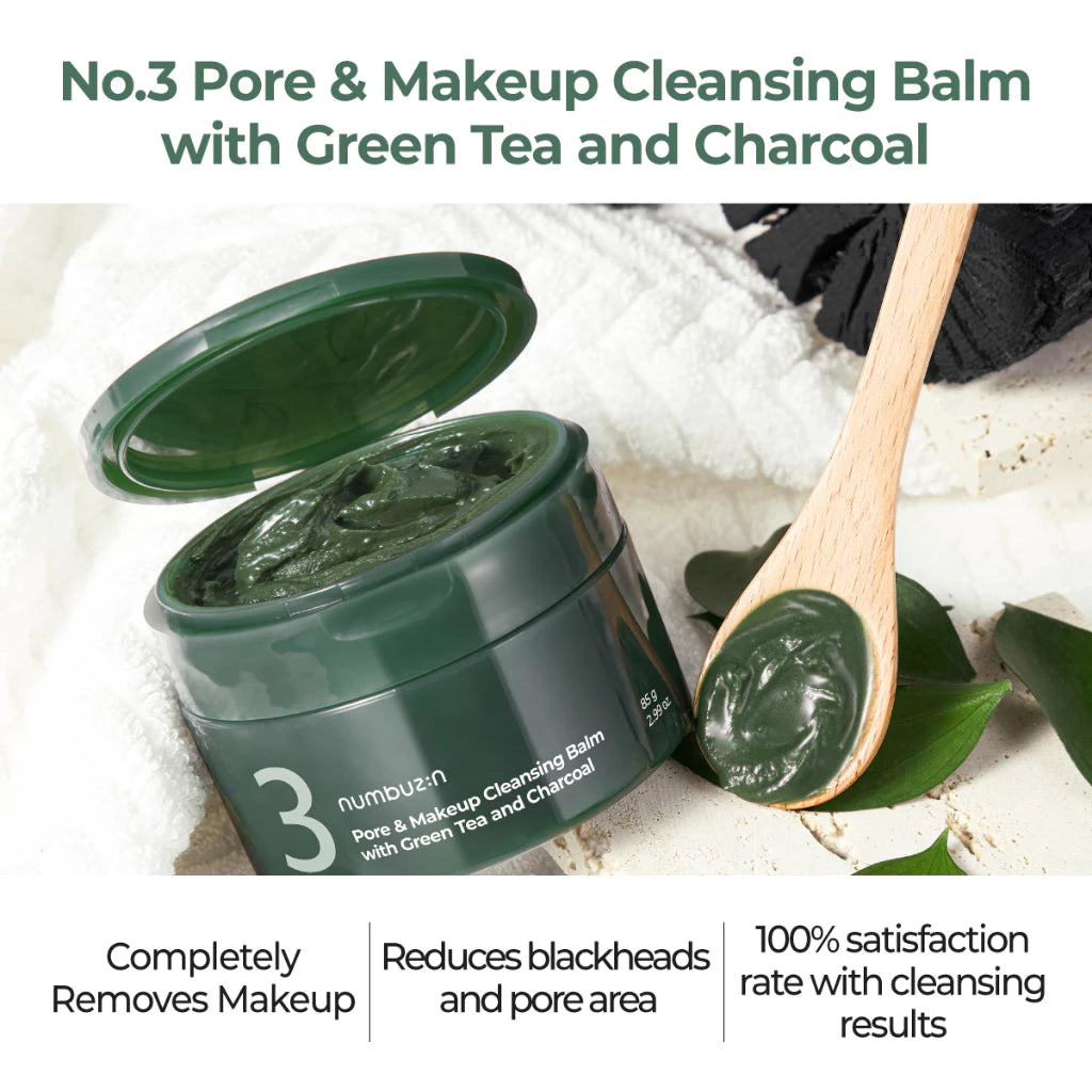 numbuzin No.3 Pore & Makeup Cleansing Balm with Green Tea and Charcoal (85g)