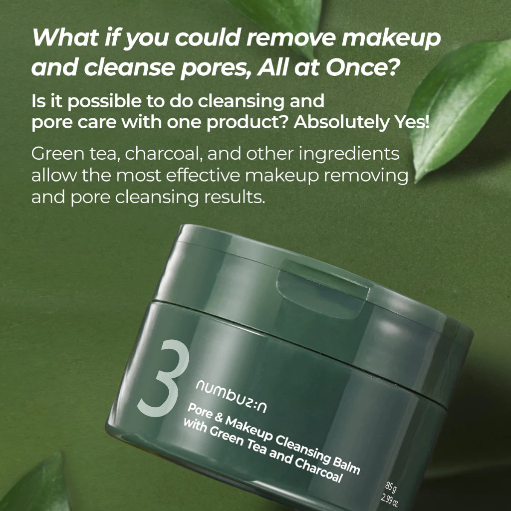 numbuzin No.3 Pore & Makeup Cleansing Balm with Green Tea and Charcoal (85g)