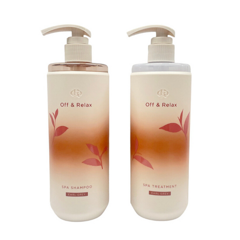 OFF & RELAX Spa Shampoo + Hair Treatment Earl Grey & Cucumber Scent Limited Set (2x460ml) - Kiyoko Beauty