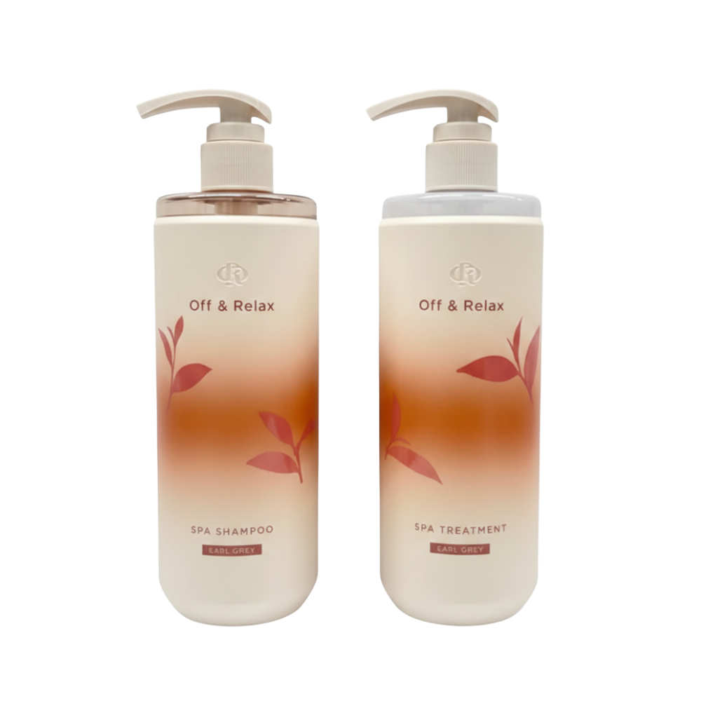 OFF & RELAX Spa Shampoo + Hair Treatment Earl Grey & Cucumber Scent Limited Set (2x460ml) - Kiyoko Beauty