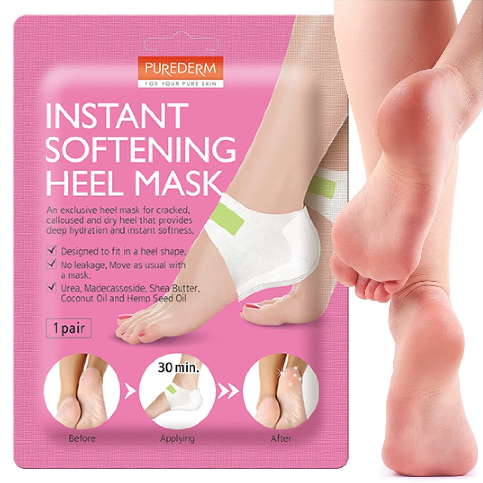 PUREDERM Instant Softening Heel Mask (1 pair) - Kiyoko Beauty