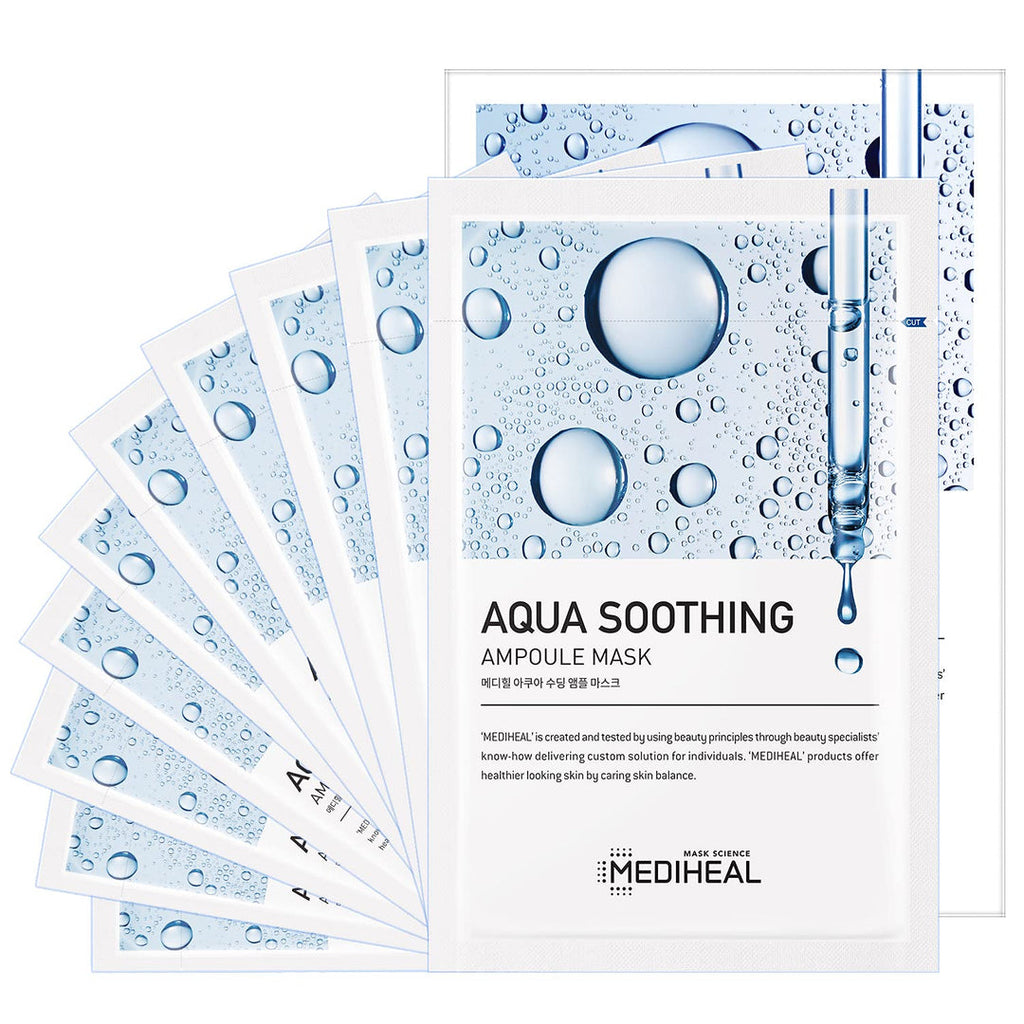 MEDIHEAL Aqua Soothing Ampoule Mask (10 PCs) - Kiyoko Beauty