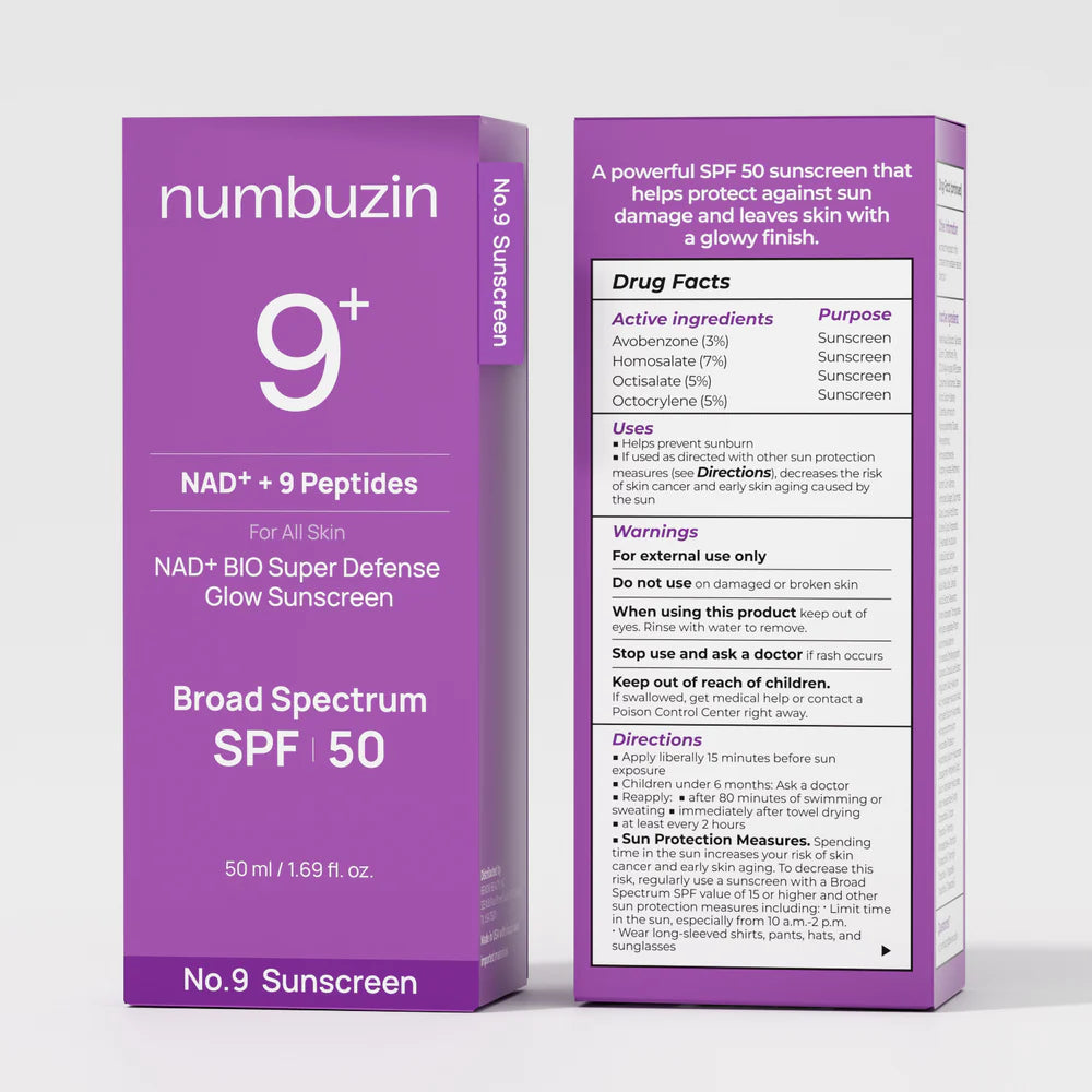 numbuzin No.9 NAD+ Bio Super Defense Glow Sunscreen SPF 50 (50ml)