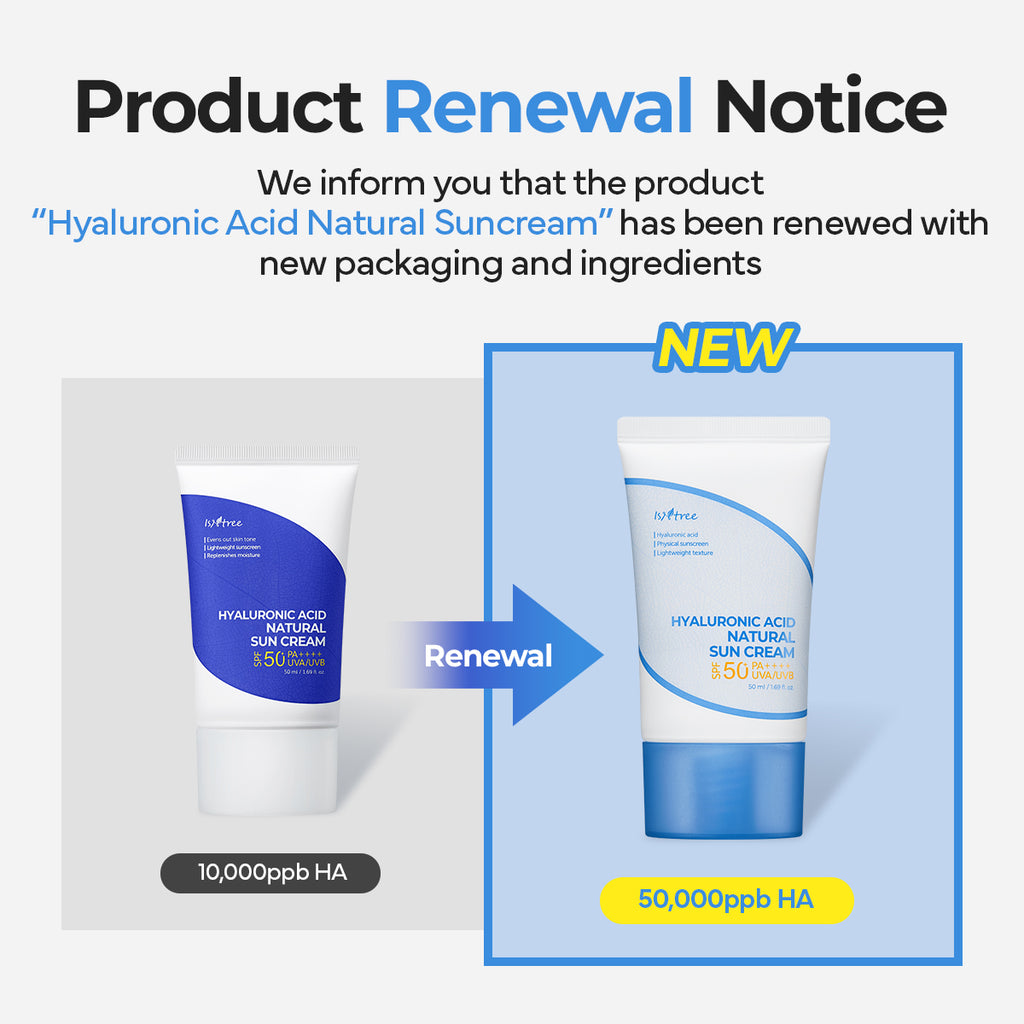 Isntree Hyaluronic Acid Natural Sun Cream SPF50+ PA++++ (50ml) - Kiyoko Beauty
