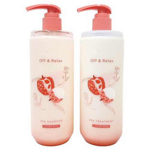 OFF & RELAX Spa Shampoo + Hair Treatment Lychee & Rose Limited Set (2x460ml) - Kiyoko Beauty