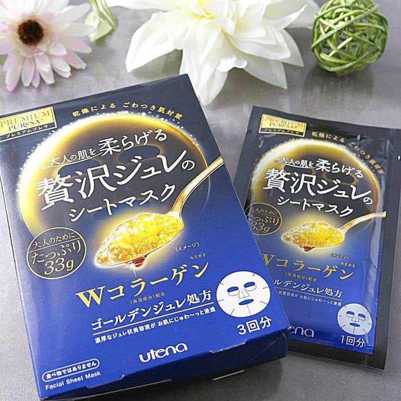 Utena Premium Puresa Golden Jelly Sheet Mask (3pcs) - Collagen - Kiyoko Beauty